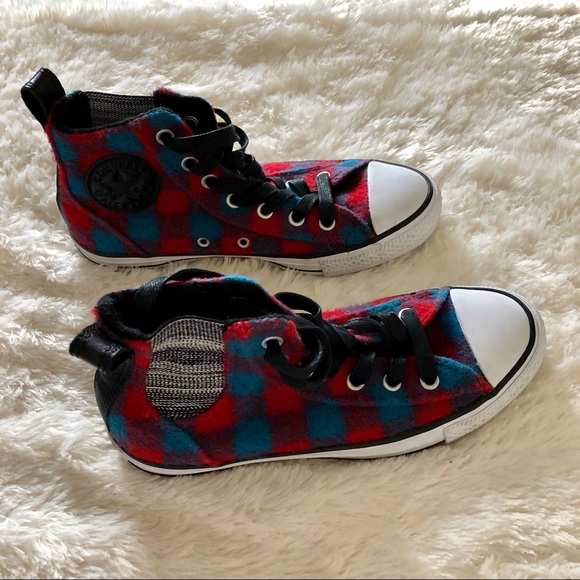 red plaid converse high tops